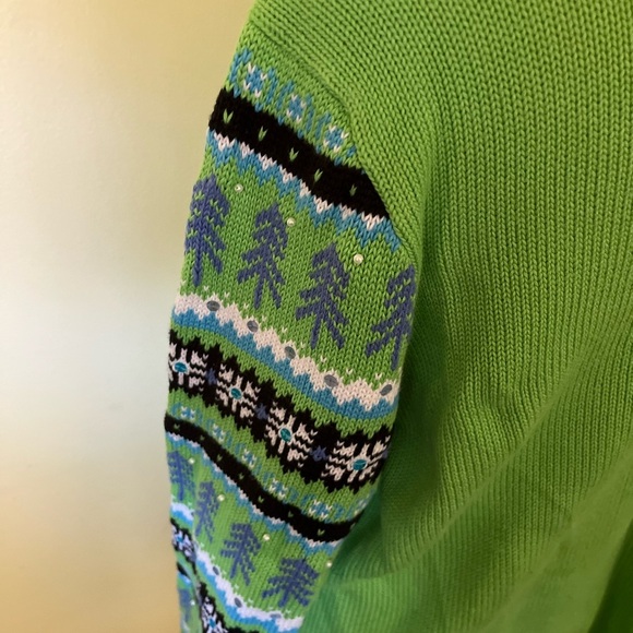 Quacker Factory Green Patterned Womens Full Zip Sweater Size XL - Picture 7 of 8